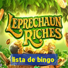 lista de bingo